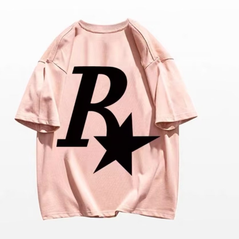 『癮品流行』R星 美式純棉T恤 男生短袖T恤 五分袖 圓領上衣 休閒百搭 大碼寬鬆 六色可選 M-5XL-細節圖6