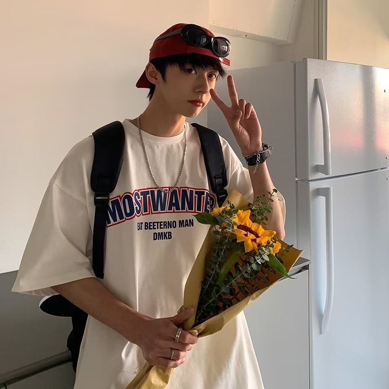 『癮品流行』美式高街字母印花純棉T恤 男生夏季短袖 圓領上衣 五分袖 休閒百搭 大碼寬鬆 M-5XL-細節圖4