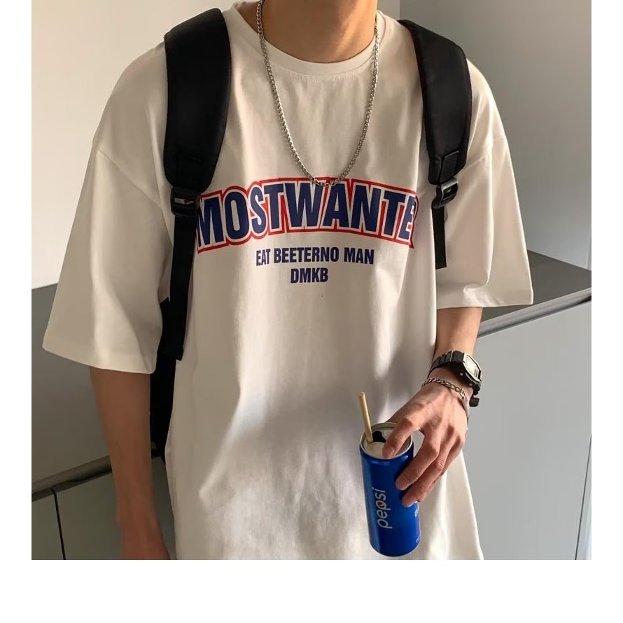 『癮品流行』美式高街字母印花純棉T恤 男生夏季短袖 圓領上衣 五分袖 休閒百搭 大碼寬鬆 M-5XL-細節圖5