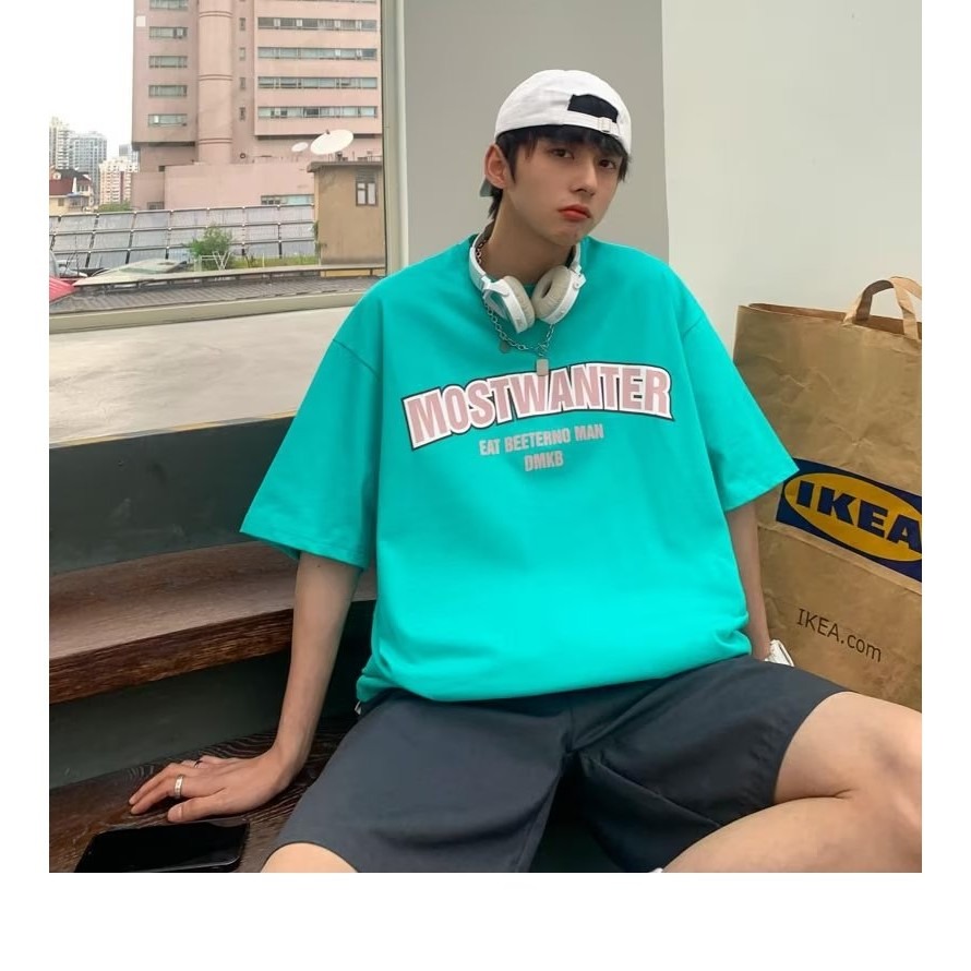 『癮品流行』美式高街字母印花純棉T恤 男生夏季短袖 圓領上衣 五分袖 休閒百搭 大碼寬鬆 M-5XL-細節圖7