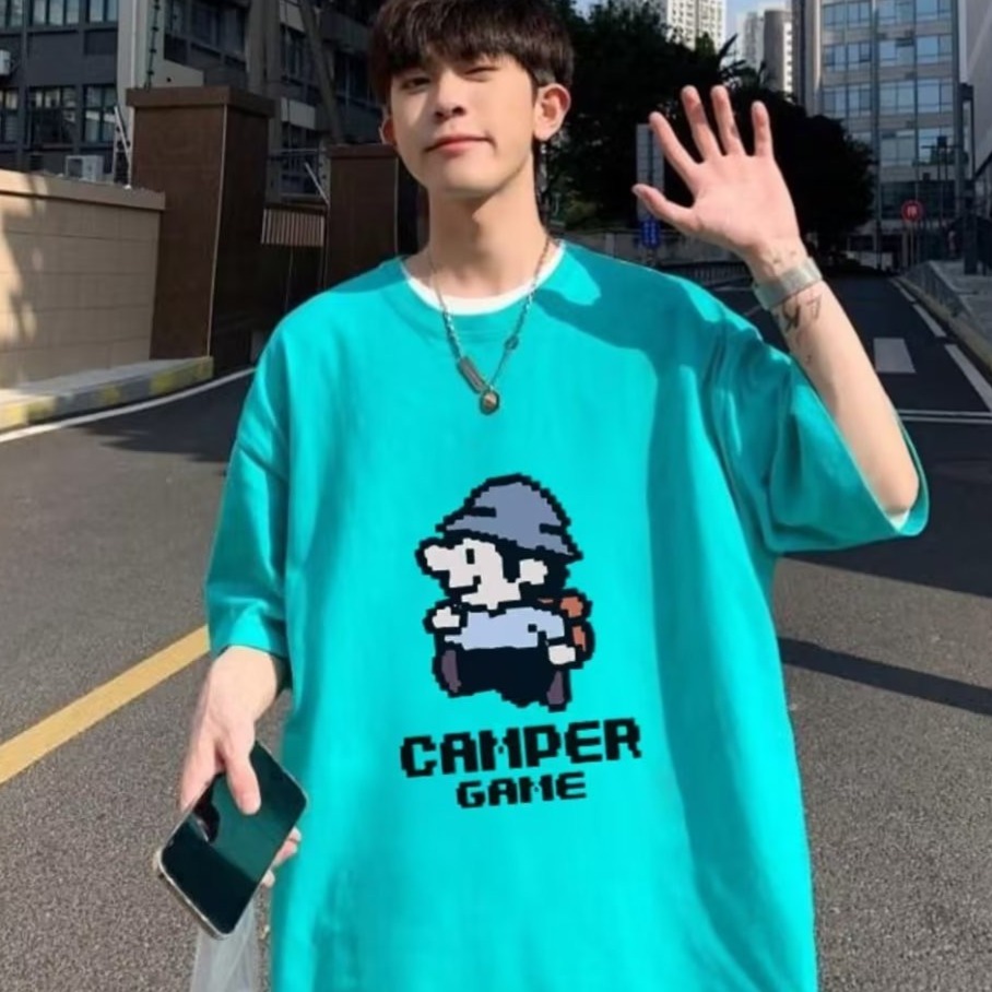 『癮品流行』小矮人印花 美式高街純棉T恤 男生短袖 圓領上衣 五分袖 設計感 休閒百搭 大碼寬鬆 M-5XL-細節圖3