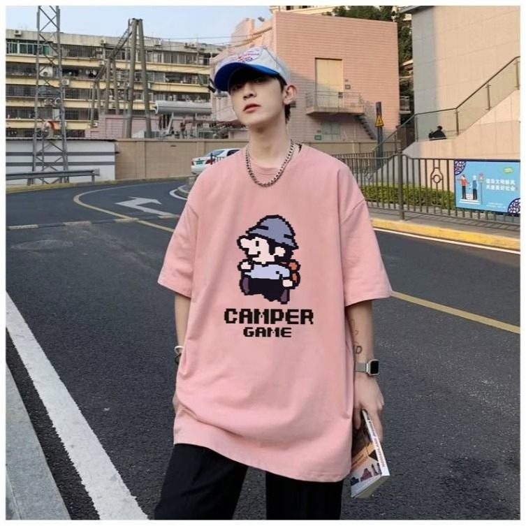 『癮品流行』小矮人印花 美式高街純棉T恤 男生短袖 圓領上衣 五分袖 設計感 休閒百搭 大碼寬鬆 M-5XL-細節圖5