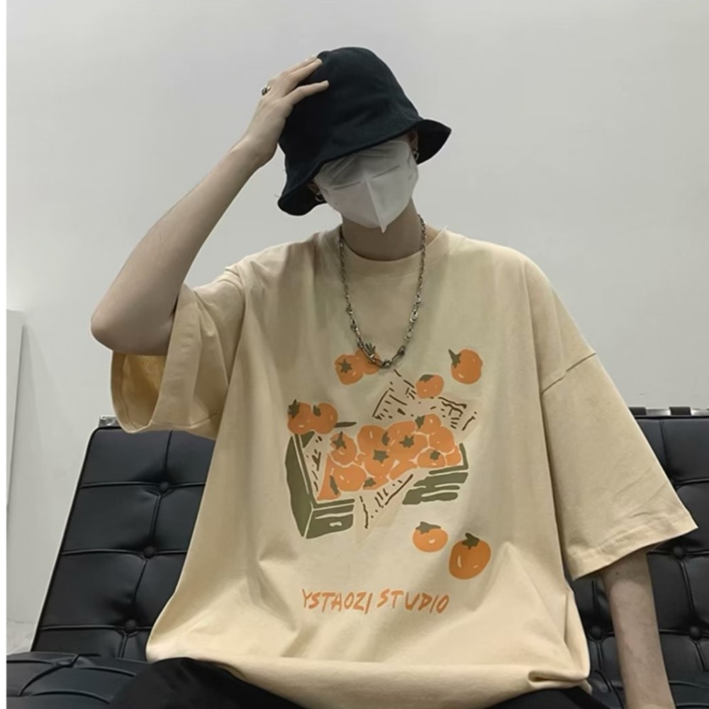 『癮品流行』美式印花純棉T恤 復古高街圓領上衣 五分袖 休閒百搭 寬鬆大碼 設計感 M-5XL-細節圖5