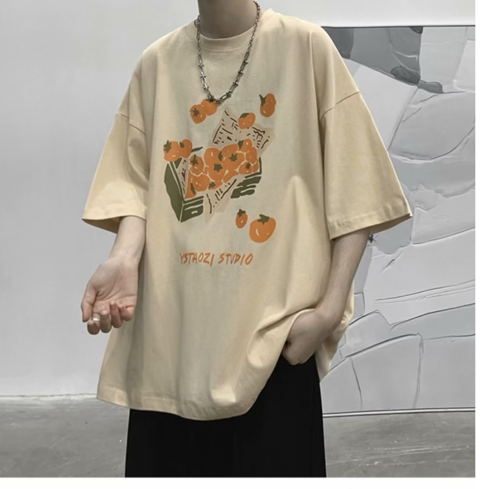 『癮品流行』美式印花純棉T恤 復古高街圓領上衣 五分袖 休閒百搭 寬鬆大碼 設計感 M-5XL-細節圖6