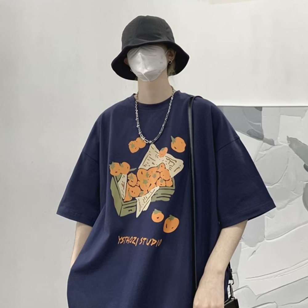 『癮品流行』美式印花純棉T恤 復古高街圓領上衣 五分袖 休閒百搭 寬鬆大碼 設計感 M-5XL-細節圖8