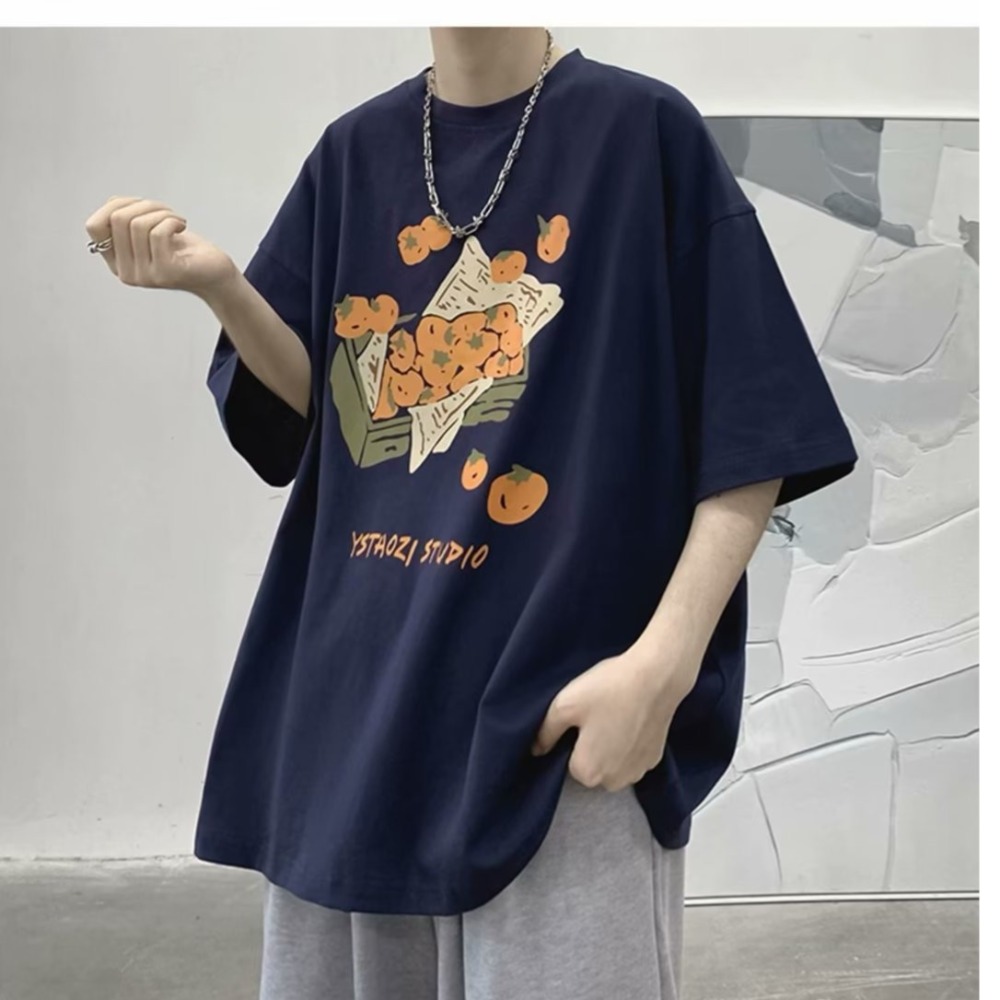 『癮品流行』美式印花純棉T恤 復古高街圓領上衣 五分袖 休閒百搭 寬鬆大碼 設計感 M-5XL-細節圖9