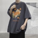 『癮品流行』美式印花純棉T恤 復古高街圓領上衣 五分袖 休閒百搭 寬鬆大碼 設計感 M-5XL-規格圖9