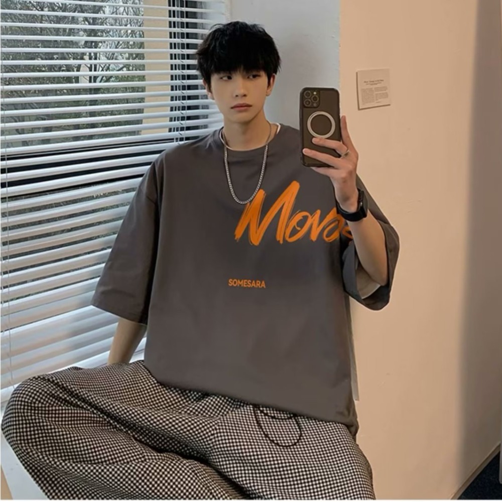 『癮品流行』港風復古純棉短袖T恤 圓領上衣 五分袖 夏季T恤 休閒百搭 寬鬆大碼 oversize M-5XL-細節圖6