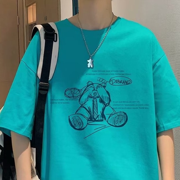 『癮品流行』美式重磅純棉T恤 高街復古圓領上衣 五分袖 設計感 七色可選 休閒百搭 大碼寬鬆 M-5XL-細節圖5