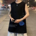 『癮品流行』玫瑰印花 美式純棉高街無袖背心 圓領背心 夏季薄款 休閒百搭 大碼寬鬆 M-5XL-規格圖6