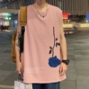 『癮品流行』玫瑰印花 美式純棉高街無袖背心 圓領背心 夏季薄款 休閒百搭 大碼寬鬆 M-5XL-規格圖6
