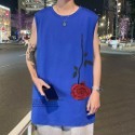『癮品流行』玫瑰印花 美式純棉高街無袖背心 圓領背心 夏季薄款 休閒百搭 大碼寬鬆 M-5XL-規格圖6