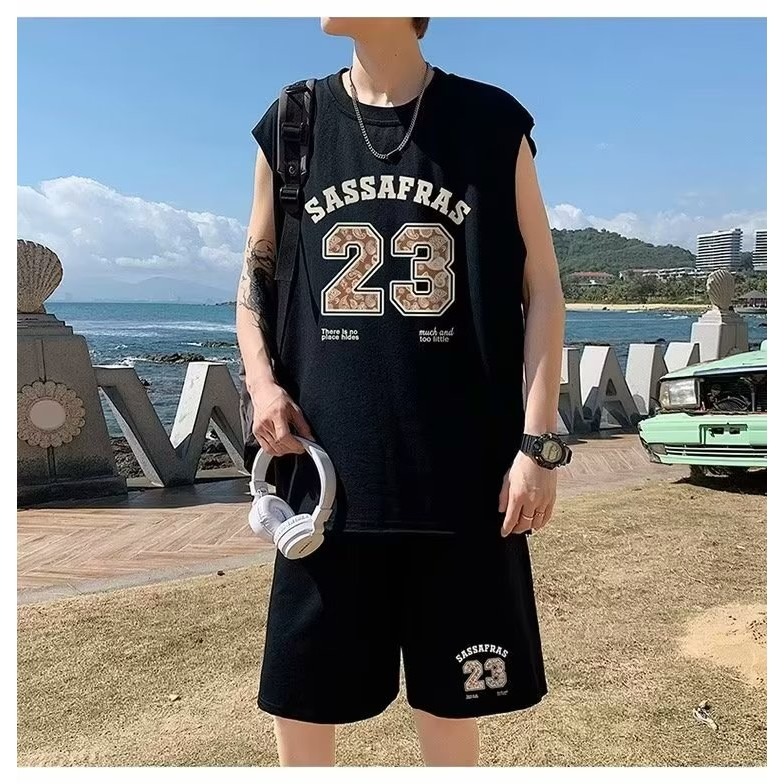 『癮品流行』美式籃球運動背心短褲套裝 五分褲 圓領背心 無袖背心 休閒百搭 大碼寬鬆 M-5XL-細節圖4