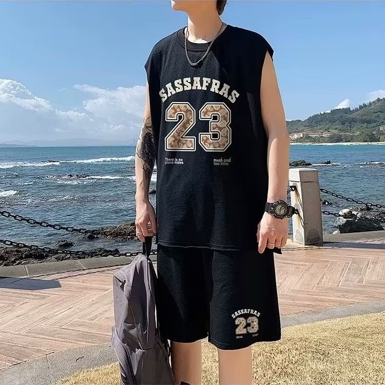 『癮品流行』美式籃球運動背心短褲套裝 五分褲 圓領背心 無袖背心 休閒百搭 大碼寬鬆 M-5XL-細節圖5