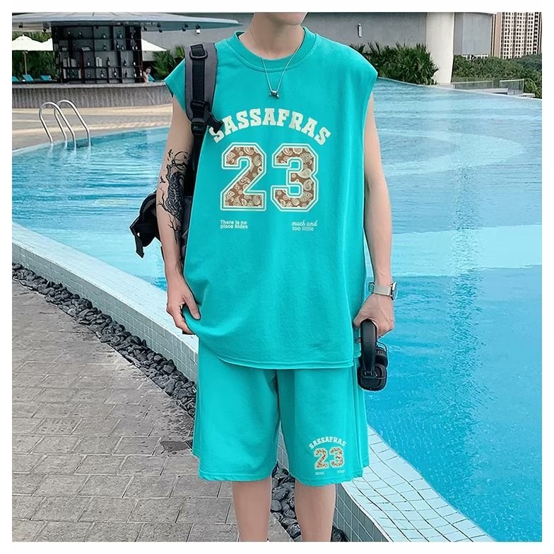 『癮品流行』美式籃球運動背心短褲套裝 五分褲 圓領背心 無袖背心 休閒百搭 大碼寬鬆 M-5XL-細節圖6