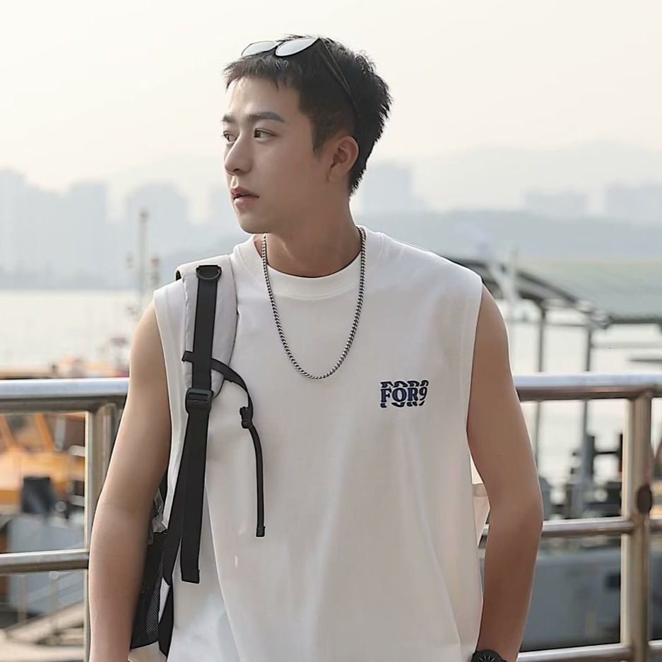 『癮品流行』美式水洗復古做舊純棉背心無袖背心 圓領背心 設計感 休閒百搭 大碼寬鬆 M-5XL-細節圖3