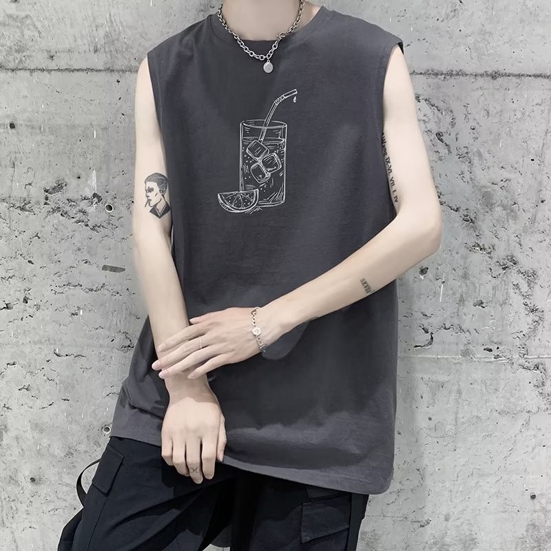 『癮品流行』美式運動背心 無袖背心 圓領背心 休閒百搭 大碼寬鬆 oversize M-5XL-細節圖5