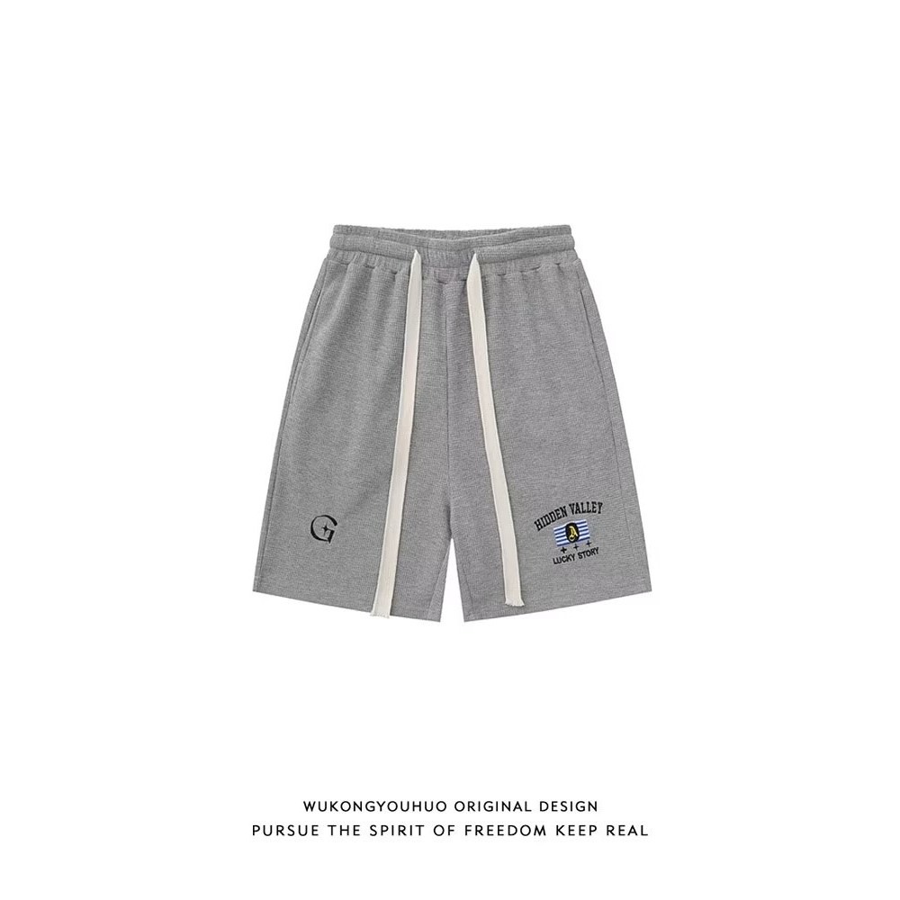 『癮品流行』美式復古高街純棉短褲 五分褲 直筒褲 休閒褲 闊腿褲 大碼寬鬆 休閒百搭 M-5XL-細節圖3