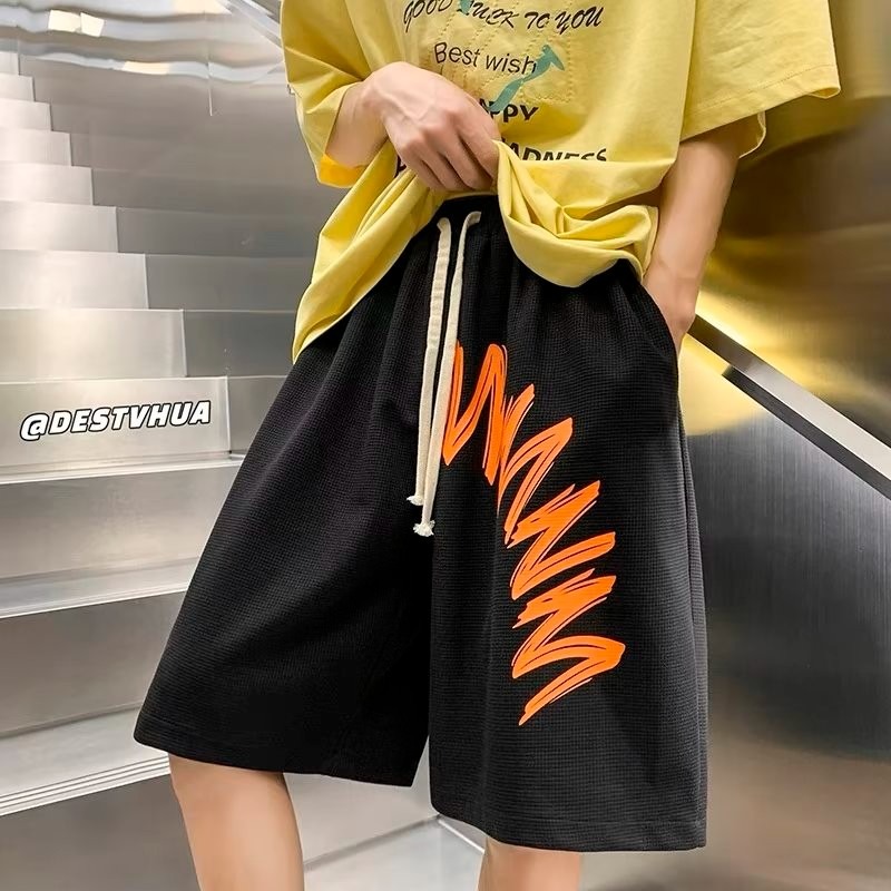 『癮品流行』美式字母印花純棉短褲 男生短褲 五分褲 直筒褲 休閒褲 寬鬆褲 休閒百搭 大碼寬鬆 M-5XL-細節圖4