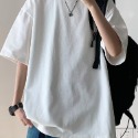 『癮品流行』夏季短袖T恤男 打底衫 休閒 簡約純色 美式純棉T恤 落肩T恤 大碼寬鬆 M-2XL-規格圖6