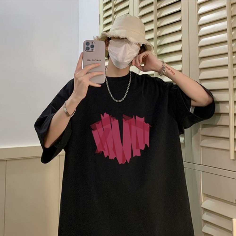 『癮品流行』夏季短T男 愛心印花 美式高街純棉短袖T恤 圓領上衣 五分袖 休閒百搭 設計感 M-3XL-細節圖6