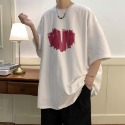 『癮品流行』夏季短T男 愛心印花 美式高街純棉短袖T恤 圓領上衣 五分袖 休閒百搭 設計感 M-3XL-規格圖7