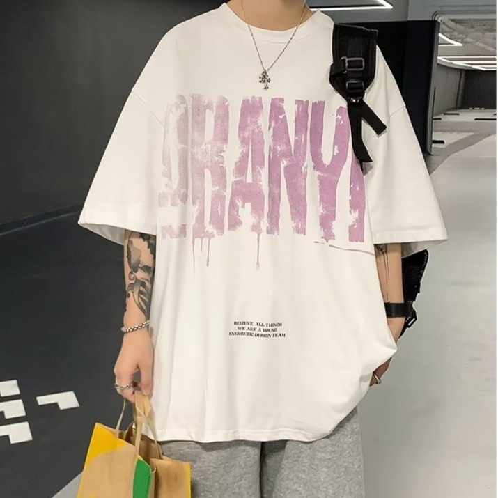 『癮品流行』男生字母印花短袖T恤 美式高街純棉T恤 潮流T恤 圓領上衣 休閒百搭 設計感 M-3XL-細節圖4