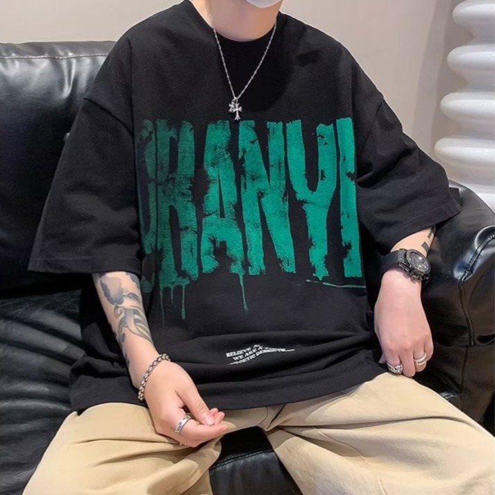 『癮品流行』男生字母印花短袖T恤 美式高街純棉T恤 潮流T恤 圓領上衣 休閒百搭 設計感 M-3XL-細節圖6