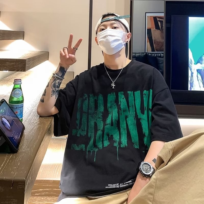 『癮品流行』男生字母印花短袖T恤 美式高街純棉T恤 潮流T恤 圓領上衣 休閒百搭 設計感 M-3XL-細節圖7