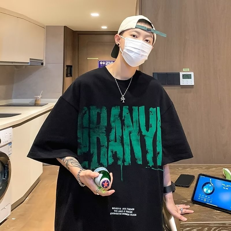 『癮品流行』男生字母印花短袖T恤 美式高街純棉T恤 潮流T恤 圓領上衣 休閒百搭 設計感 M-3XL-細節圖8