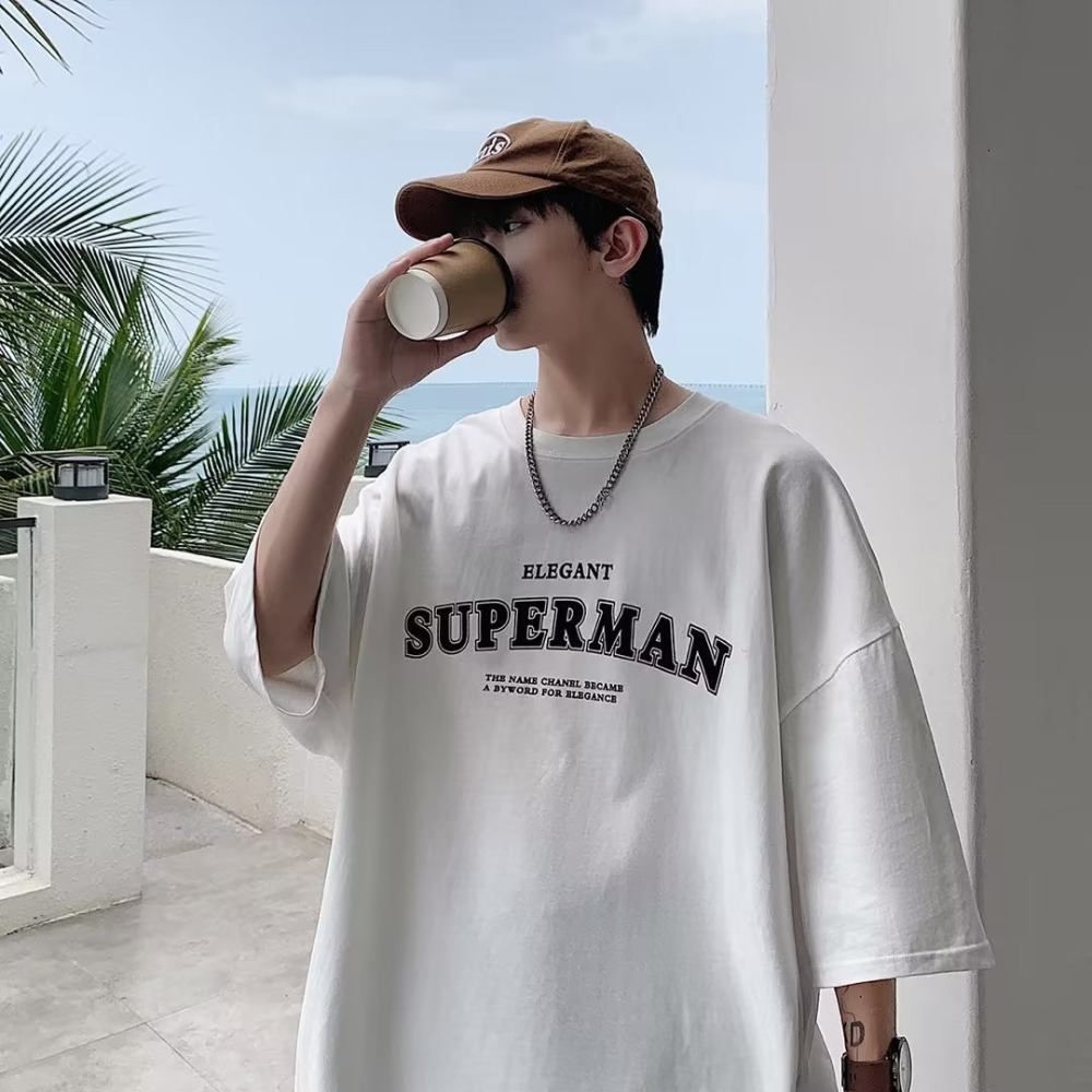 『癮品流行』美式字母印花短袖T恤男 夏季短T 潮流T恤 休閒百搭 大碼寬鬆 oversize 設計感 M-5XL-細節圖4