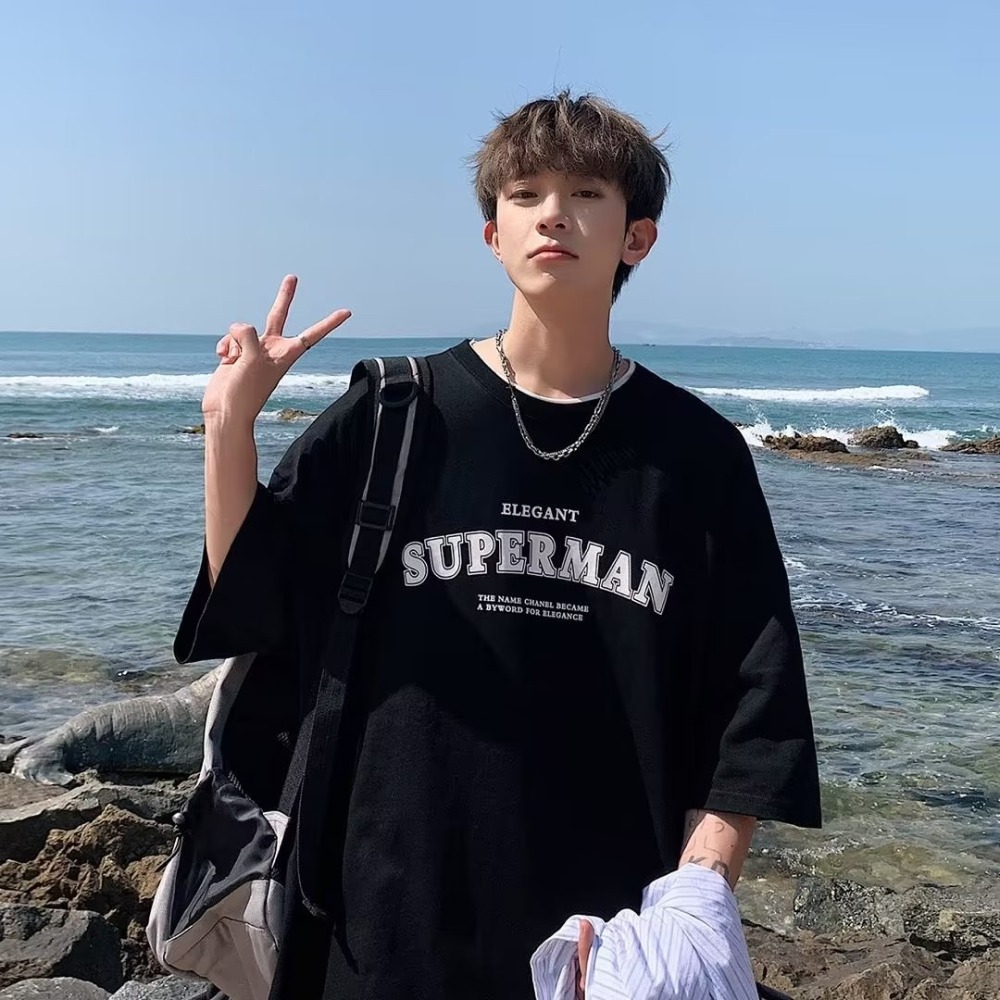 『癮品流行』美式字母印花短袖T恤男 夏季短T 潮流T恤 休閒百搭 大碼寬鬆 oversize 設計感 M-5XL-細節圖5