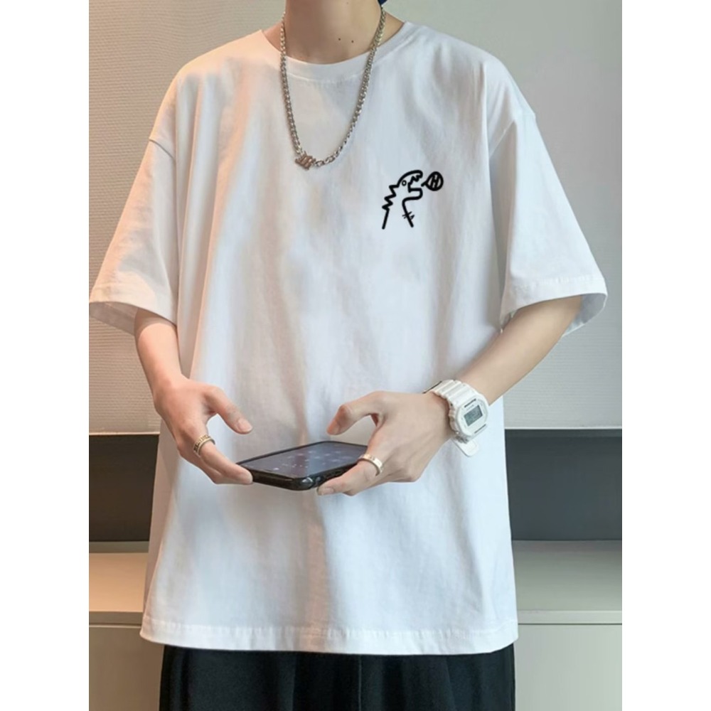 『癮品流行』休閒套裝男 夏季套裝男 短袖短褲套裝男 T恤男 圓領上衣 五分褲 純色簡約 休閒百搭 大碼寬鬆 M-5XL-細節圖3