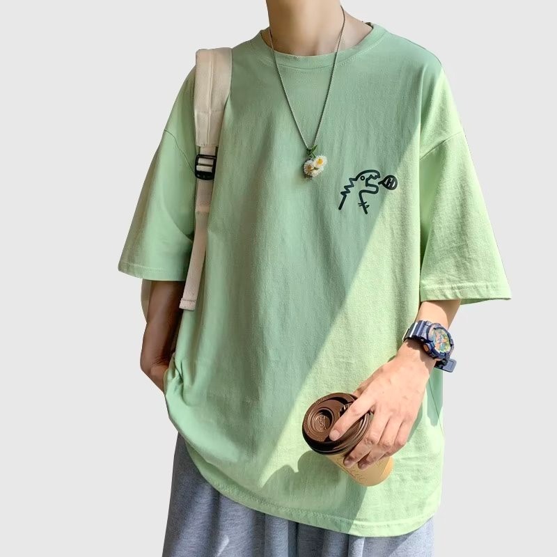 『癮品流行』休閒套裝男 夏季套裝男 短袖短褲套裝男 T恤男 圓領上衣 五分褲 純色簡約 休閒百搭 大碼寬鬆 M-5XL-細節圖6