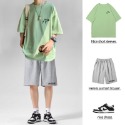 『癮品流行』休閒套裝男 夏季套裝男 短袖短褲套裝男 T恤男 圓領上衣 五分褲 純色簡約 休閒百搭 大碼寬鬆 M-5XL-規格圖8