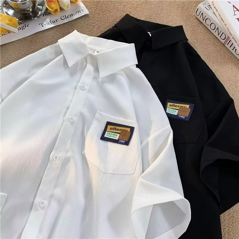 『癮品流行』男生夏季襯衫 冰絲透氣短袖襯衣 翻領上衣 開衫多口袋設計感 休閒襯衫百搭短袖襯衫 M-5XL-細節圖10