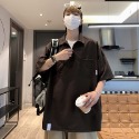『癮品流行』男生夏季襯衫 休閒襯衫 舒適透氣 半拉鏈設計感 翻領上衣 短袖襯衣 百搭 M-2XL-規格圖7