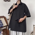 『癮品流行』男生夏季襯衫 休閒襯衫 舒適透氣 半拉鏈設計感 翻領上衣 短袖襯衣 百搭 M-2XL-規格圖7