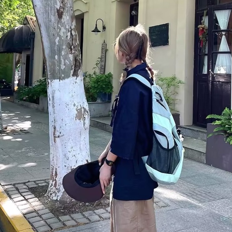 『癮品流行』夏季五分袖襯衫 短袖襯衣拉鏈多口袋設計感 慵懶風 翻領上衣 休閒百搭 男女同款 M-3XL-細節圖5