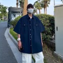 『癮品流行』男襯衫 夏季薄款 圓領上衣 短袖襯衣 五分袖襯衫 襯衫外套 設計感紐扣多口袋 休閒百搭 M-3XL-規格圖10
