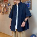 『癮品流行』男生襯衫 夏季襯衫 短袖襯衣 五分袖翻領上衣 襯衫外套 休閒百搭 原宿風設計感 M-3XL-規格圖8