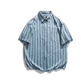 『癮品流行』男生夏季襯衫 冰絲薄款 條紋襯衫外套 短袖襯衣 五分袖翻領上衣 休閒百搭 設計感 M-3XL-細節圖8