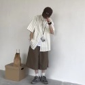『癮品流行』港風條紋襯衫男 夏季薄款 短袖襯衣 五分袖翻領襯衣 原宿風設計感 休閒百搭 M-3XL-規格圖9