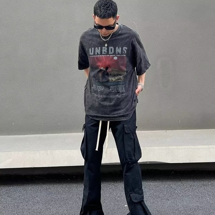 『癮品流行』男生夏季短袖T恤 美式復古高街水洗做舊純棉T恤 圓領上衣 五分袖 休閒百搭 設計感痞帥 M-3XL-細節圖6