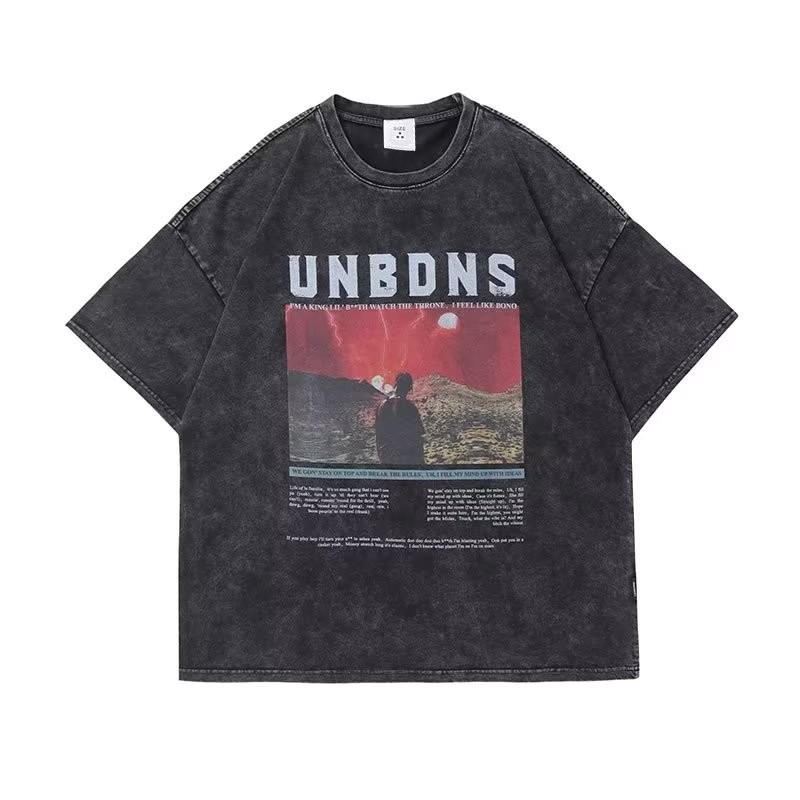 『癮品流行』男生夏季短袖T恤 美式復古高街水洗做舊純棉T恤 圓領上衣 五分袖 休閒百搭 設計感痞帥 M-3XL-細節圖9