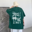 『癮品流行』美式水洗做舊短袖T恤 男生純棉T恤 高街復古圓領上衣 設計感字母印花 休閒百搭 M-3XL-規格圖9