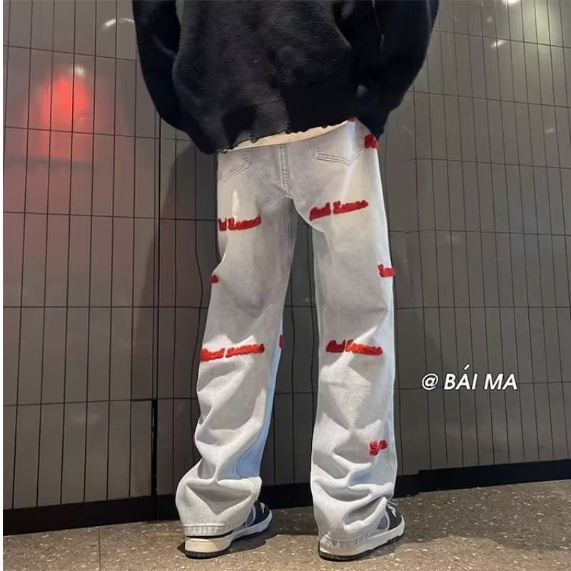 『癮品流行』美式高街復古長褲 男生夏季長褲 牛仔長褲 直筒褲 休閒褲 修身顯腿長 休閒百搭 M-3XL-細節圖4