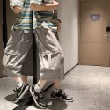『癮品流行』韓版工裝短褲 休閒褲 七分褲 直筒褲 寬鬆闊腿褲 休閒百搭 設計感 純色簡約 M-2XL-規格圖9