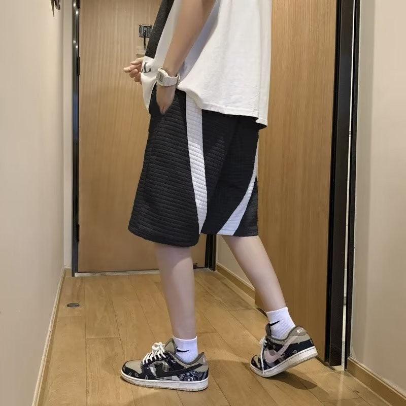 『癮品流行』韓式華夫格短褲 五分褲 休閒短褲 運動短褲 寬鬆闊腿褲 純色簡約 休閒百搭 M-2XL-細節圖9