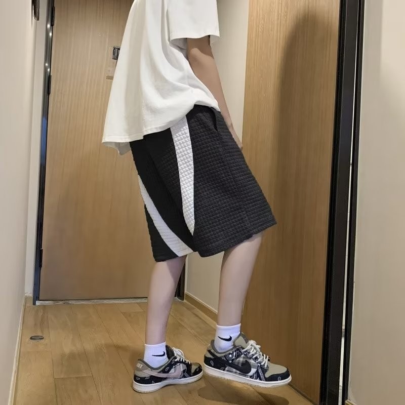 『癮品流行』韓式華夫格短褲 五分褲 休閒短褲 運動短褲 寬鬆闊腿褲 純色簡約 休閒百搭 M-2XL-細節圖11